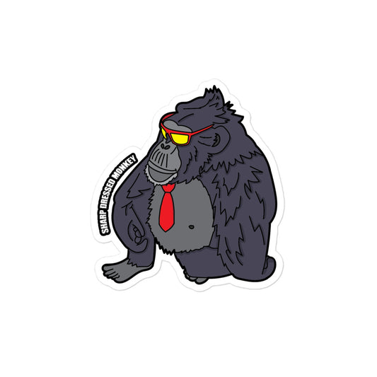 "Sharp Dressed Monkey" Sticker (4"x4")